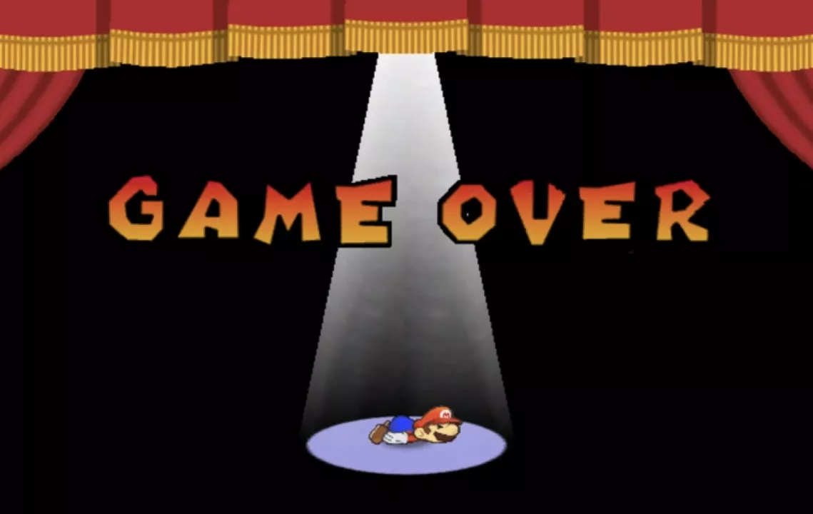 Paper Mario Game Over Screen