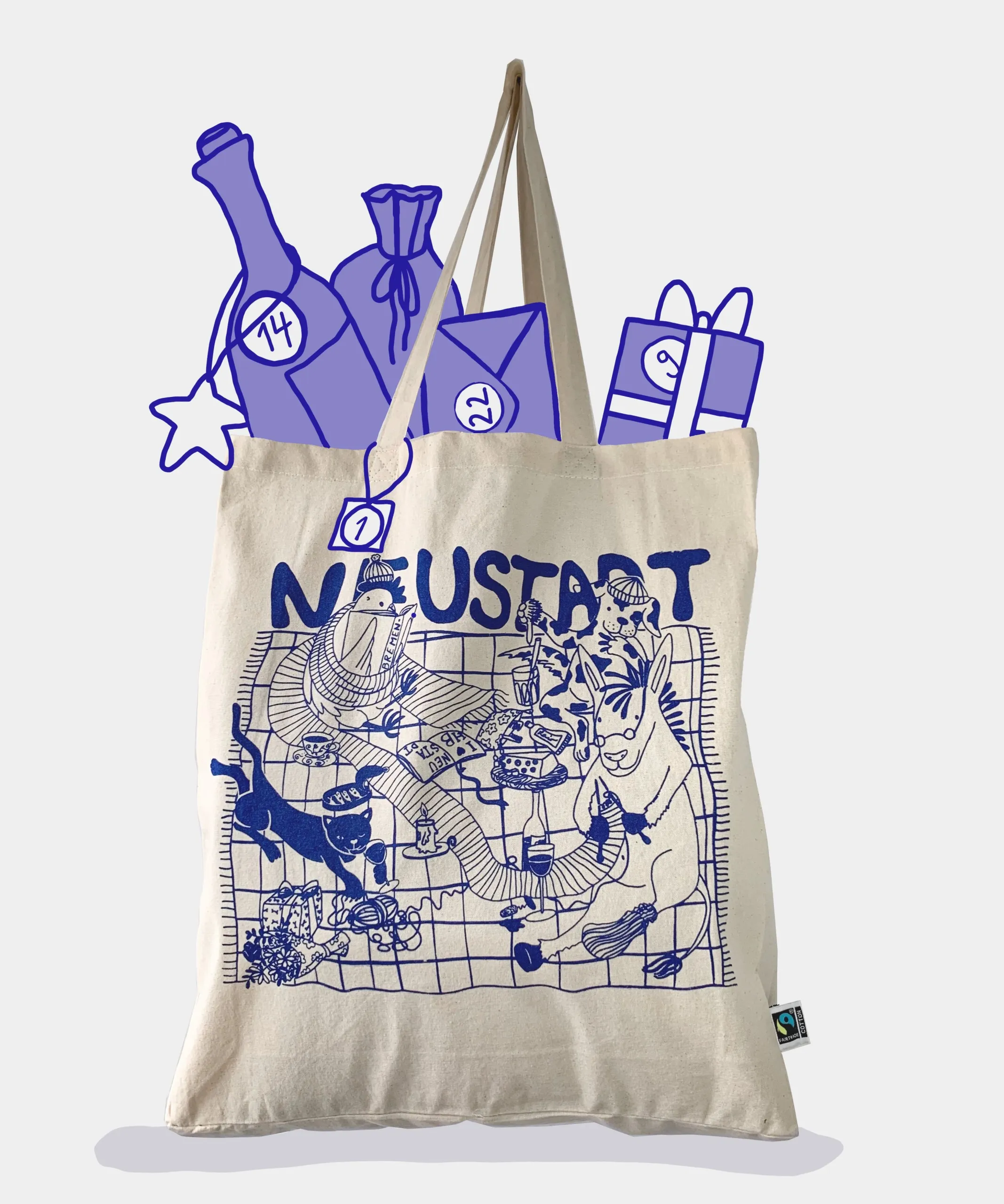 Illustration für Jutebeutel mit Adventskalender