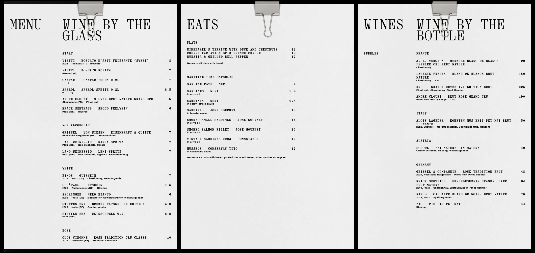 Grommas Dietz, Grape and Salt Menü