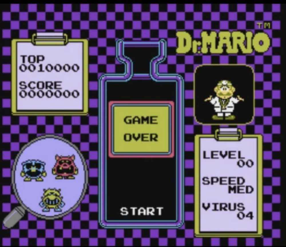 Dr. Mario Game Over Screen
