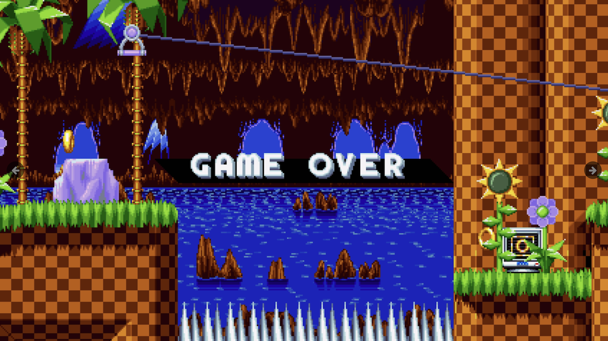 Game Over Screen von Sonic the Hedgehog