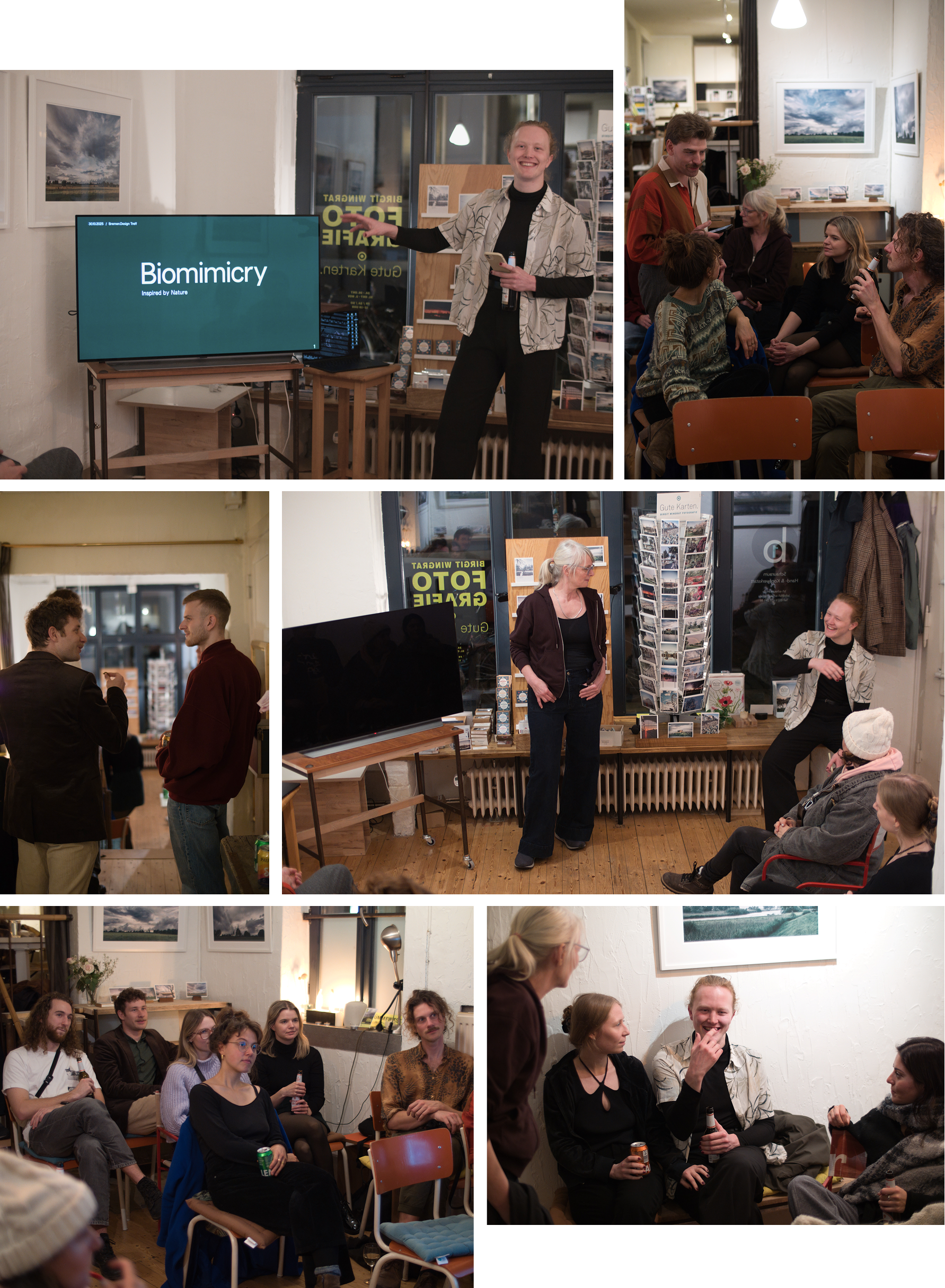 Eine Collage mehrerer Bilder vom DesignTreff 44, alle sind super drauf.