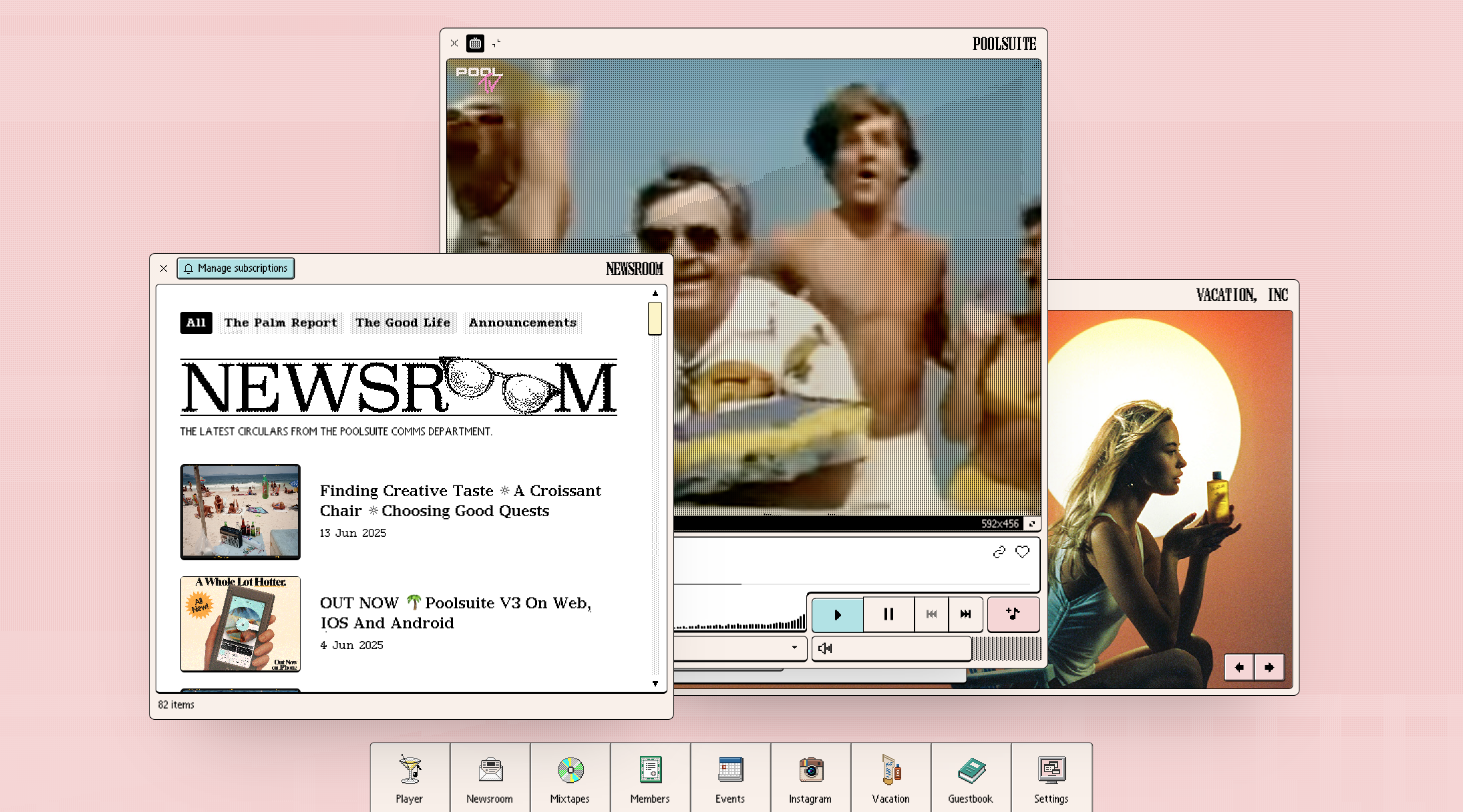Ein Bild der Poolsuite Benutzeroberfläche